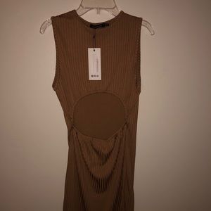 Boohoo Cut Out Ribbed Mini Dress